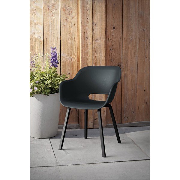 Antracytowe metalowe/plastikowe krzesła ogrodowe zestaw 2 szt. Noa Duo – Keter-image-1