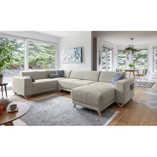 Beżowy rozkładany/ze schowkiem narożnik (lewostronny/w kształcie litery U) Classy Sophie – Miuform-image-3