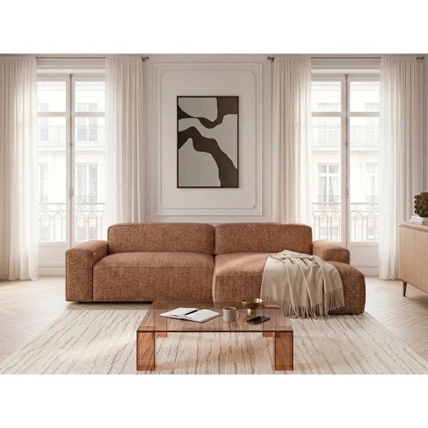 Pomarańczowy rozkładany/z elektryczną regulacją siedziska narożnik (prawostronny) Abel – Bobochic Paris-image-1