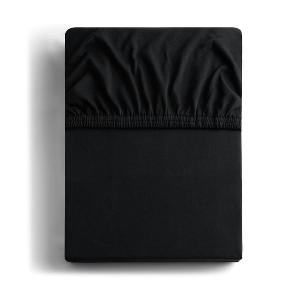 Czarne dżersejowe prześcieradło elastyczne DecoKing Amber Collection, 180/200x200 cm