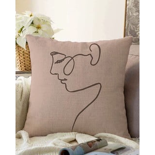 Beżowa poszewka na poduszkę z domieszką bawełny Minimalist Cushion Covers Portrait, 55x55 cm