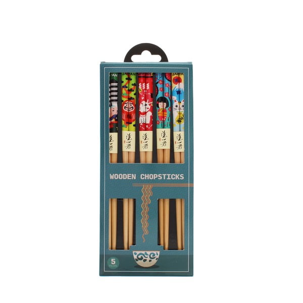 Drewniany zestaw pałeczek w naturalnym kolorze 5 szt. Japanese Heritage – Rex London-image-3