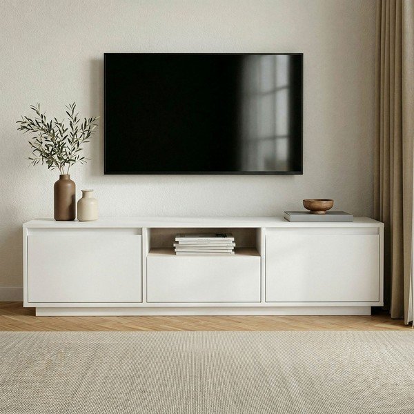 Biała szafka pod TV 160x42x30 cm Sentinel – Kalune Design-image-2