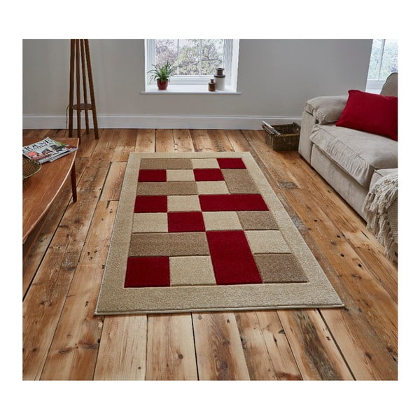 Beżowo-czerwony dywan Think Rugs Matrix, 80x150 cm