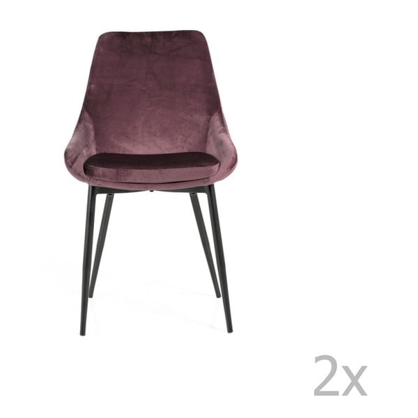 Zestaw 2 różowych krzeseł z aksamitnym obiciem Tenzo Lex