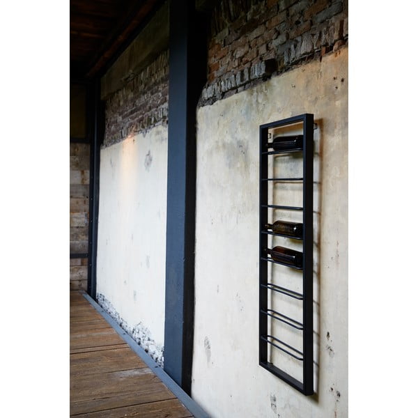 Czarny wiszący metalowy regał na wino 42x120x6 cm Macaben – Light & Living-image-1