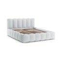 Jasnoszare tapicerowane łóżko dwuosobowe ze schowkiem i stelażem 160x200 cm Lupine – Micadoni 