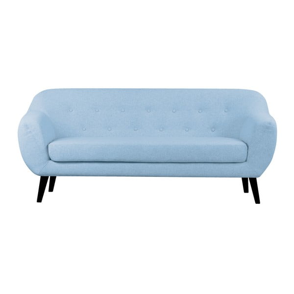 Niebieska sofa 3-osobowa z czarnymi nogami Scandizen Lola