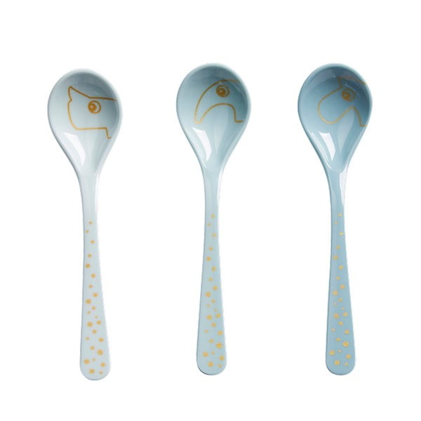 Zestaw 3 niebieskich łyżeczek Happy Dots – Done by Deer