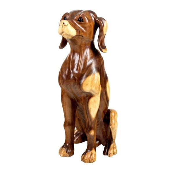 Rzeźba psa z drewna tekowego Massive Home Dog, wys. 52 cm