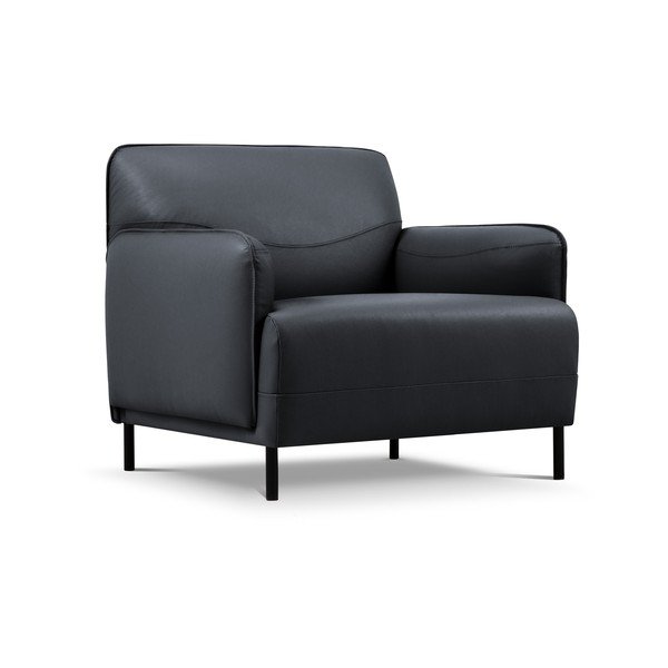 Niebieski skórzany fotel Windsor & Co Sofas Neso