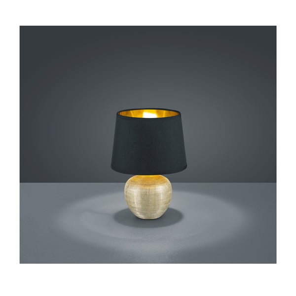 Czarna lampa stołowa z ceramiki i tkaniny Reality Luxor, wys. 26 cm-image-1