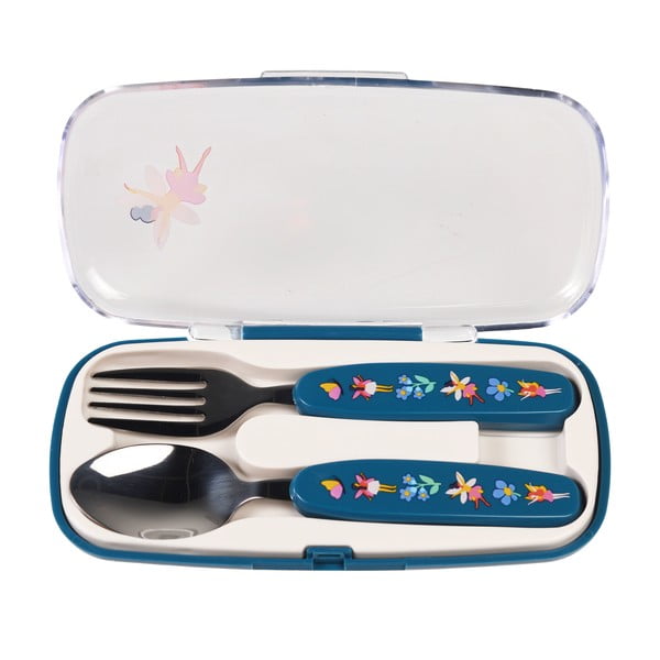 Niebieskie sztućce dla dzieci ze stali nierdzewnej 2 szt. Fairies in the Garden – Rex London