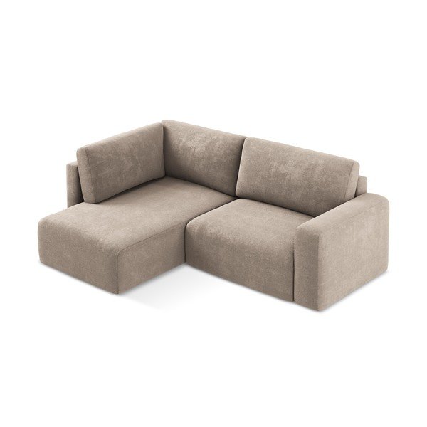 Beżowy rozkładany/ze schowkiem narożnik z tkaniny szenilowej (lewostronny/w kształcie litery L) Kona – Makamii-image-3