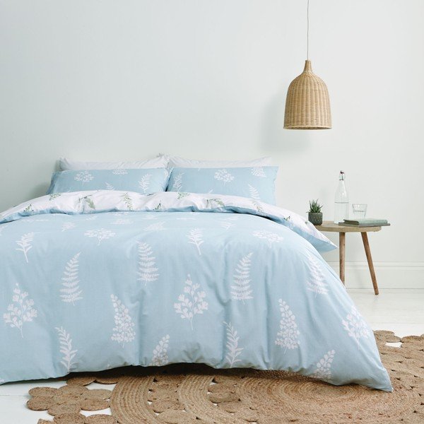 Biało-niebieska pościel z egipskiej bawełny Bianca Meadow Flowers, 200x200 cm-image-2