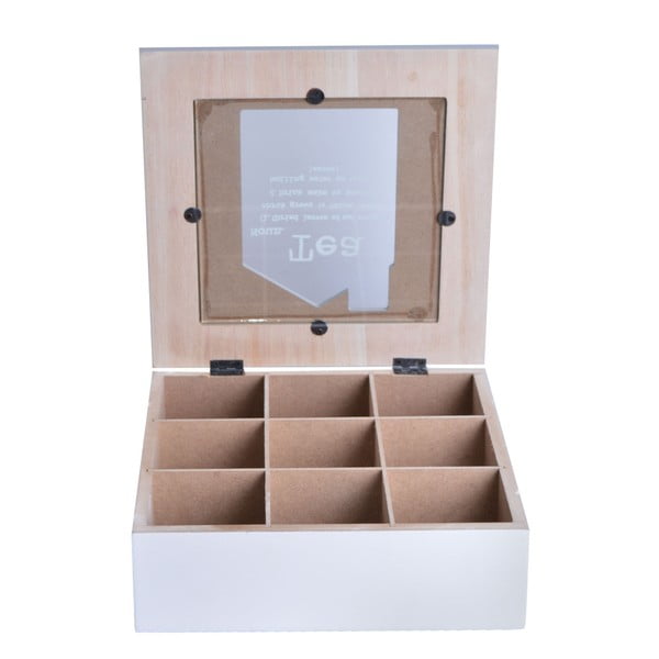 Drewniane pudełko na herbatę Ewax Tea Time, 24x24 cm