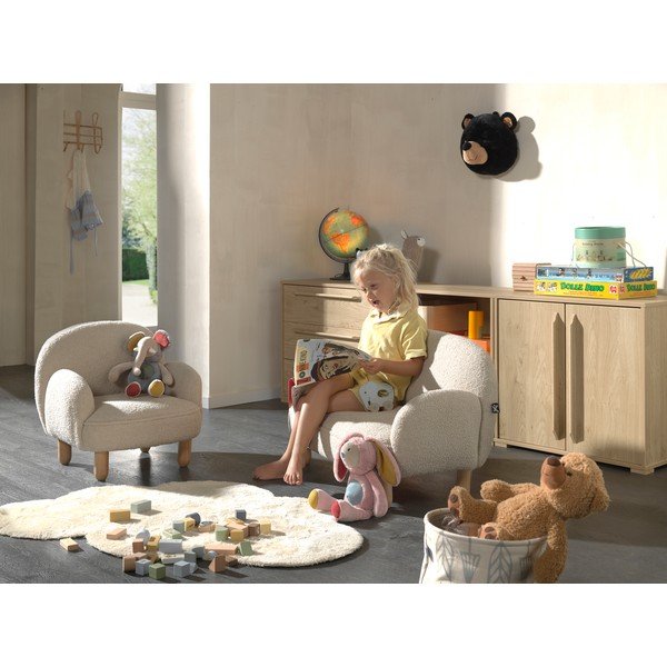 Beżowy fotel dziecięcy z materiału bouclé Rocky – Vipack-image-4