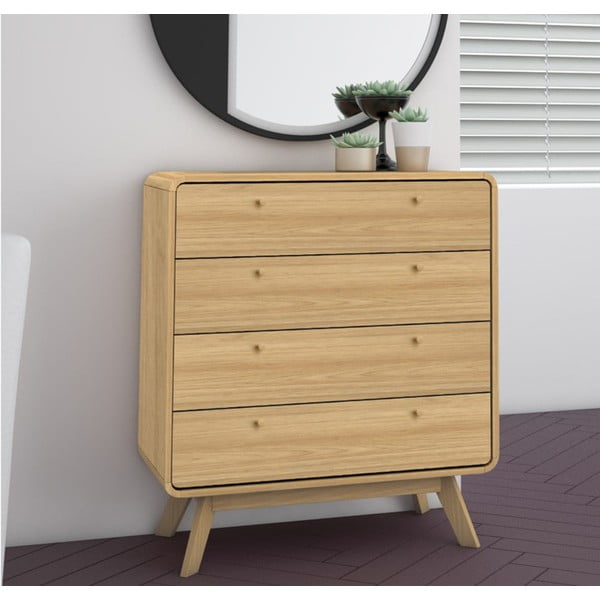 Wysoka komoda z drewna sosnowego w naturalnym kolorze 80x88 cm Cassie – Støraa-image-1