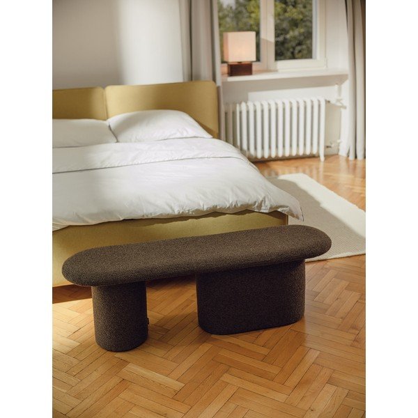 Brązowa tapicerowana ławka z materiału bouclé Rull – noo.ma-image-3