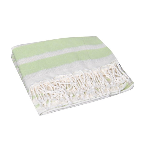 Zielony ręcznik hammam Aqua Green, 90x190 cm