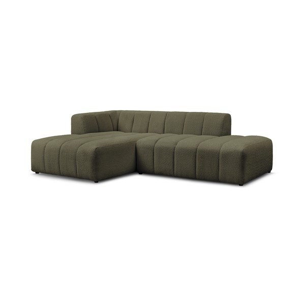 Zielony narożnik z materiału bouclé (lewostronny/z szezlongiem) Annecy – Bobochic Paris-image-3