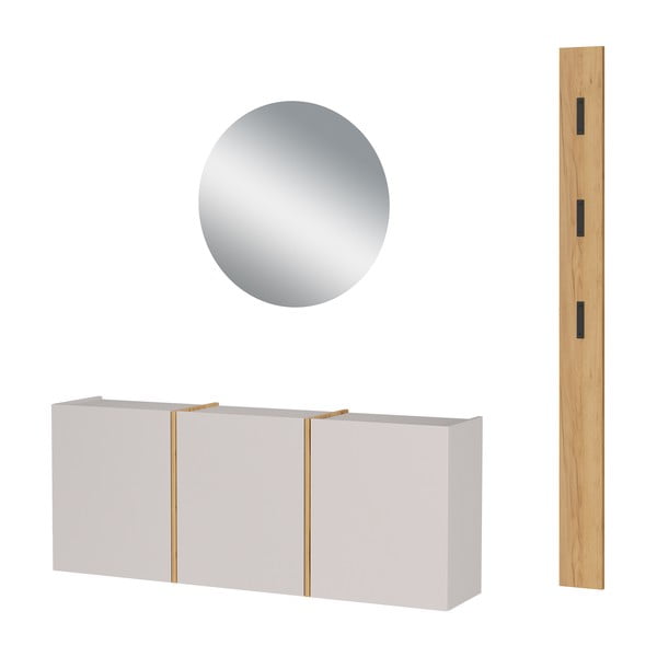 Kremowo-naturalny zestaw do przedpokoju 168x200x27 cm Libbiano – Germania