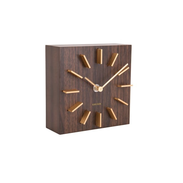 Brązowy zegar stołowy Karlsson Discreet, 15x15 cm