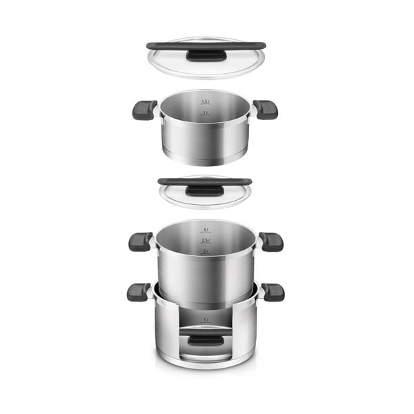 Zestaw garnków ze stali nierdzewnej 6 el. Compact – Tescoma-image-2