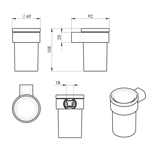 Biały/w kolorze złota ścienny szklany kubek na szczoteczki do zębów Gedy Pirenei – Sapho-image-2