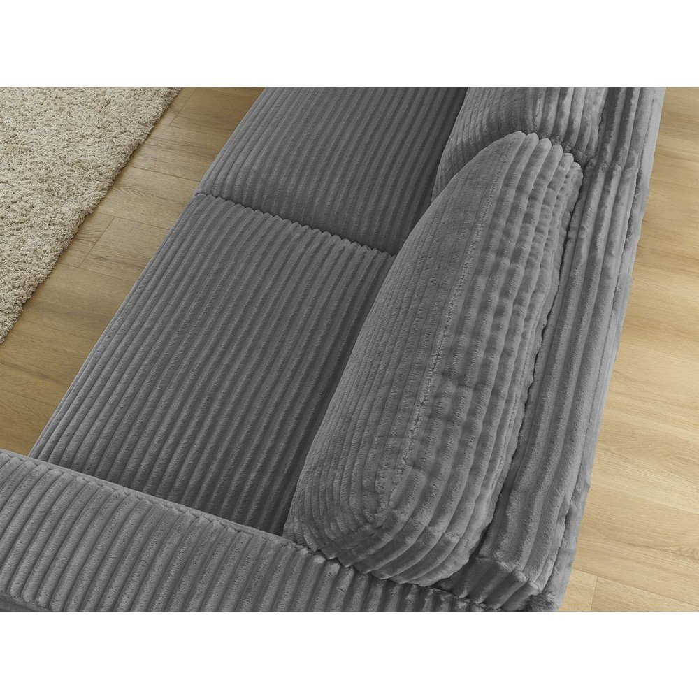 Ciemnoszara sztruksowa rozkładana sofa do spania 240 cm Hugo – Bobochic Paris (zdjęcie 9)