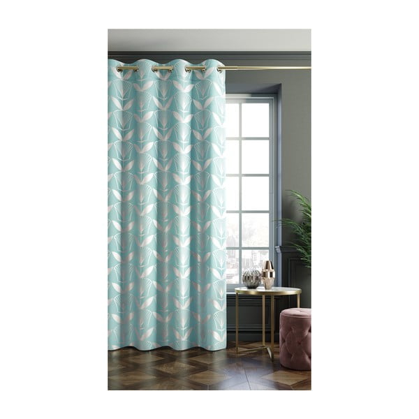 Turkusowa zasłona AmeliaHome Floris, 140x250 cm-image-1