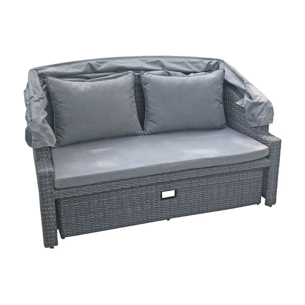 Szara sofa ogrodowa z imitacji rattanu Monte Carlo – Garden Pleasure