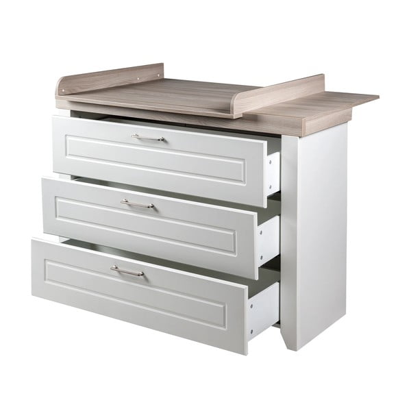 Biała niska komoda dziecięca w dekorze wiązu z przewijakiem 120x98 cm Felicia – Roba-image-4