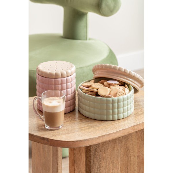 Jasnoróżowy ceramiczny pojemnik dekoracyjny ø 14x15 cm Biscuit Box – PT LIVING-image-1