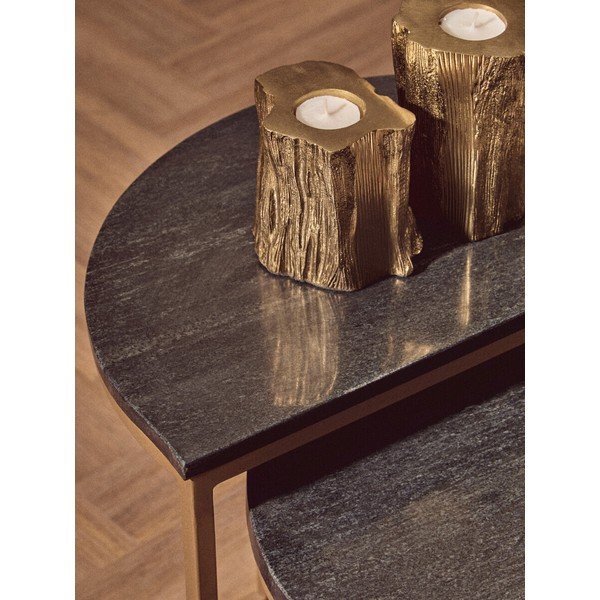 Stoliki zestaw 2 szt. z marmurowym blatem 28x45 cm Varana – Premier Housewares-image-2