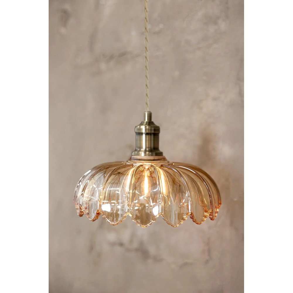 Lampa wisząca w kolorze mosiądzu z z bursztynowym szklanym kloszem ø 25,5 cm Kurage – Markslöjd (zdjęcie 3)