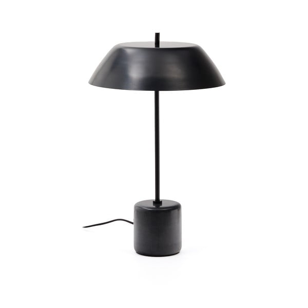 Czarna marmurowa lampa stołowa z metalowym kloszem (wysokość 58 cm) Sayra – Kave Home