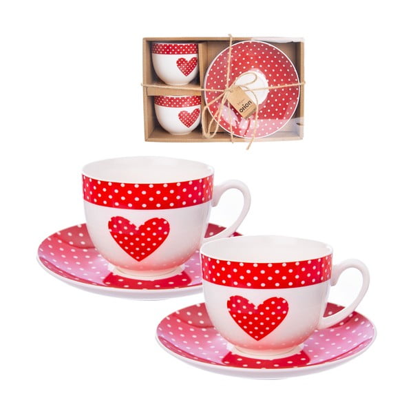 Czerwone porcelanowe filiżanki zestaw 2 szt. 280 ml – Orion-image-1