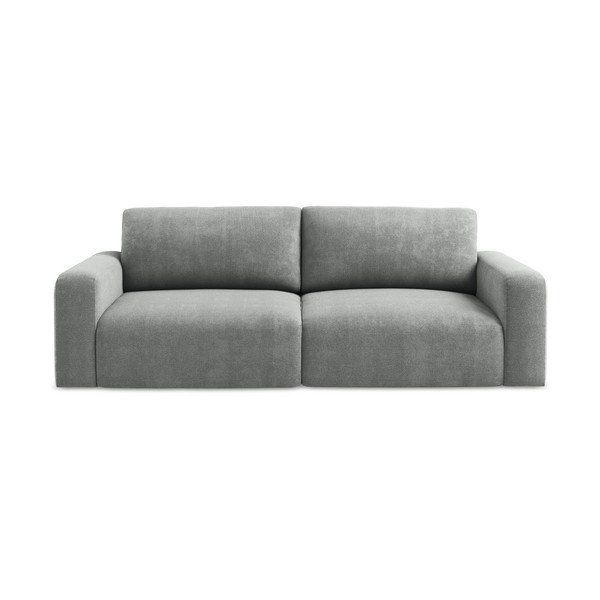 Szara rozkładana/ze schowkiem sofa z tkaniny szenilowej 252 cm Kona – Makamii