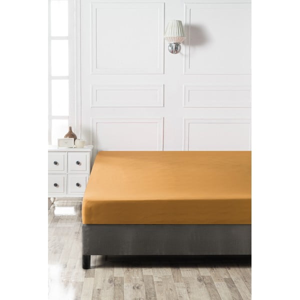 Żółte bawełniane prześcieradło z gumką 160x200 cm – Mijolnir-image-2