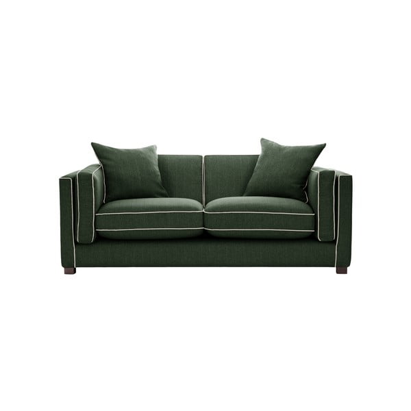 Ciemnozielona sofa 2-osobowa z kremowym wykończeniem Rodier Organdi