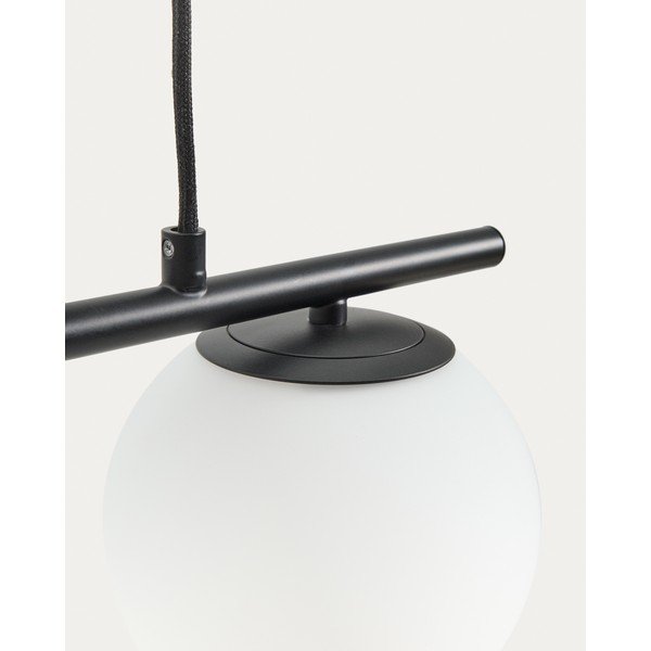 Biała/czarna metalowa lampa wisząca ze szklanym kloszem Brisia – Kave Home-image-4
