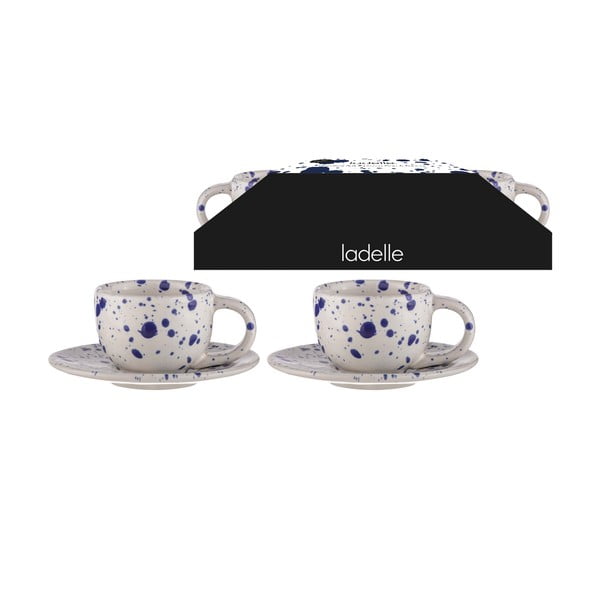 Biało-niebieskie kamionkowe filiżanki na espresso zestaw 2 szt. 100 ml Carnival – Ladelle-image-2