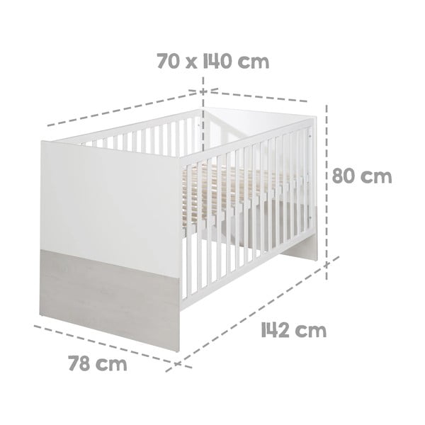 Biało-jasnoszare łóżeczko 70x140 cm Julia – Roba-image-2