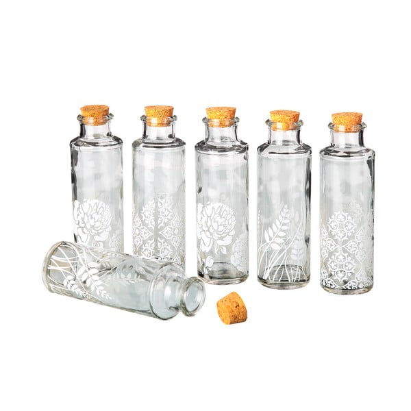 Zestaw 6 butelek szklanych Corcho, 175 ml