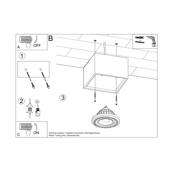 Szara lampa punktowa 14x14 cm Postiga – Sollux-image-4