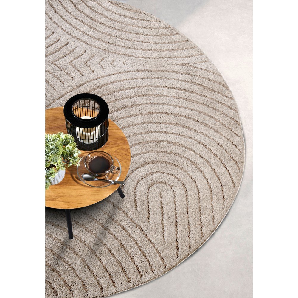 Beżowy okrągły dywan ø 200 cm Panglao New York Taupe – Elle Decoration (zdjęcie 3)