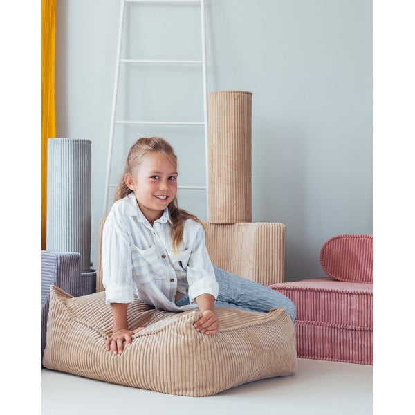 Jasnobrązowy sztruksowy dziecięcy worek do siedzenia Square – Wigiwama-image-1