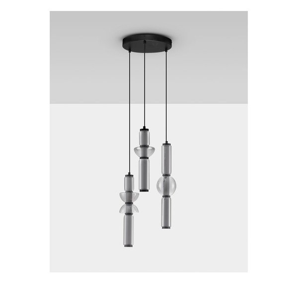 Szara szklana lampa wisząca LED ze ściemniaczem ø 38 cm Ulon – Nova Luce-image-3