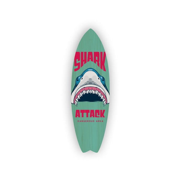Dekoracja ścienna w kształcie deski surfingowej Really Nice Things Shark Attack